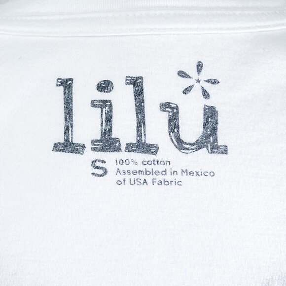 Lilu Short Sleeve Graphic Tee | White | V-Neck | Small | Women's | Peace Sign - Picture 7 of 8